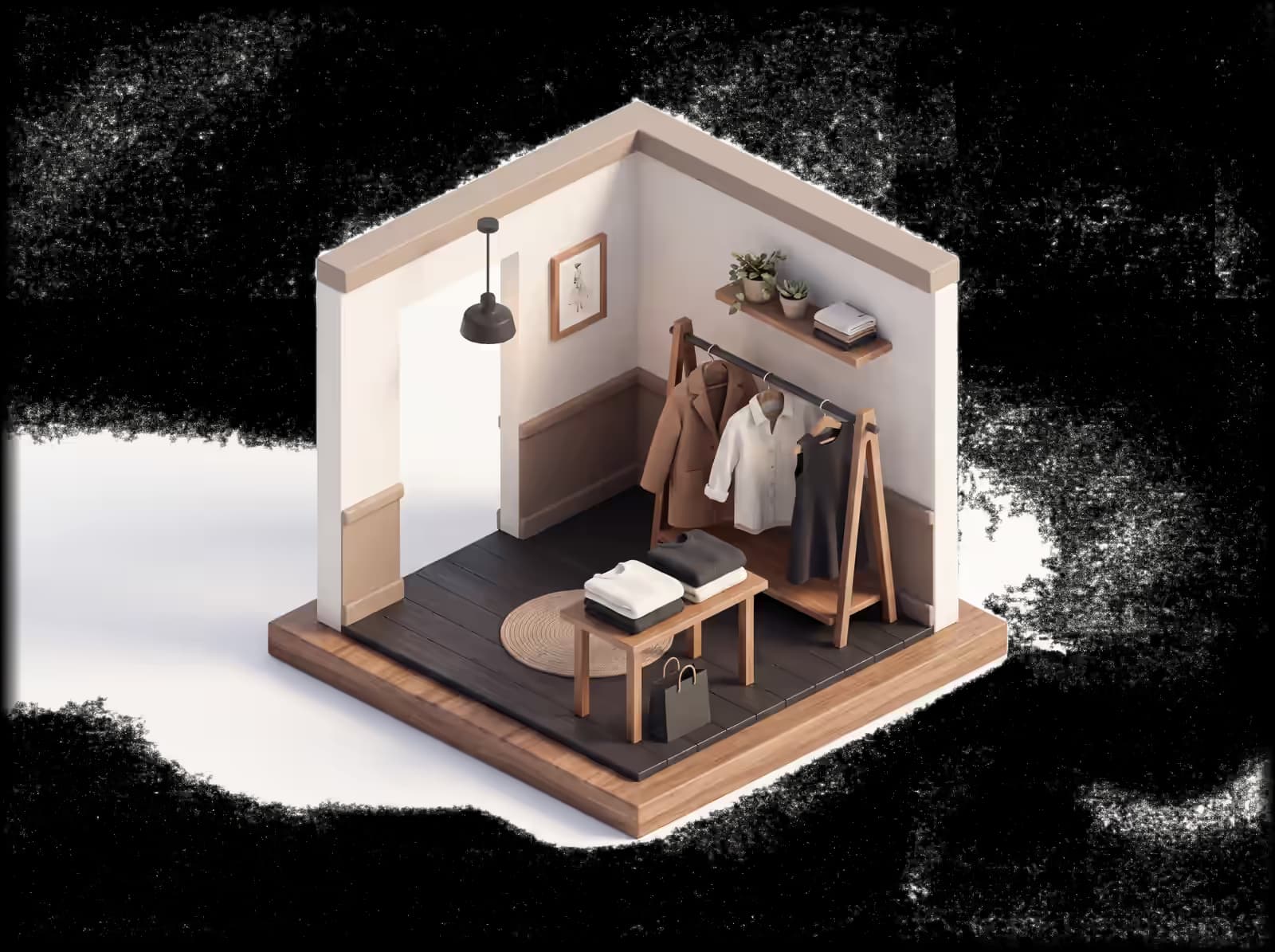 Isometric illustration for Clothing Store insurance