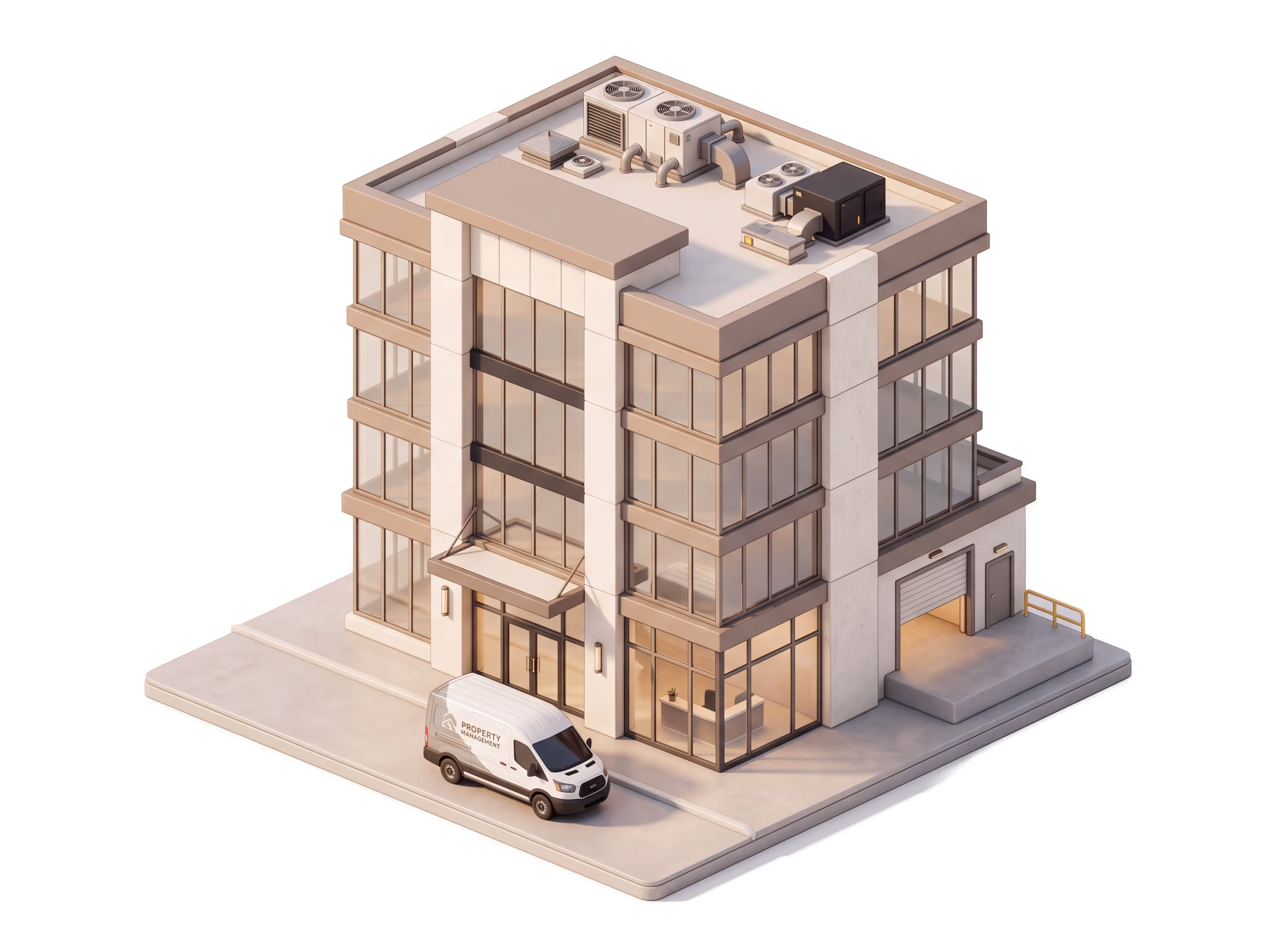Isometric illustration for Commercial PM insurance