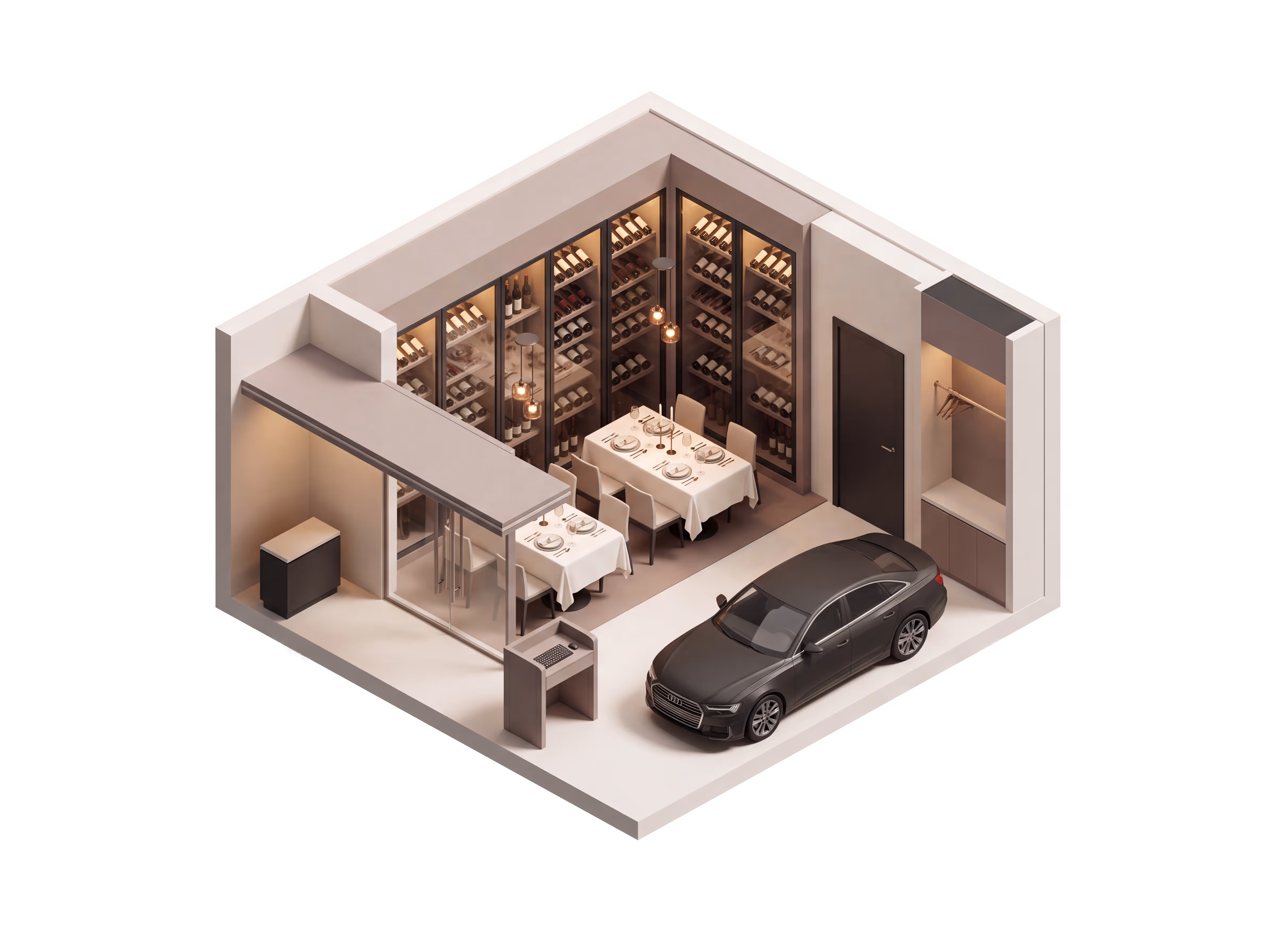 Isometric illustration for Fine Dining insurance