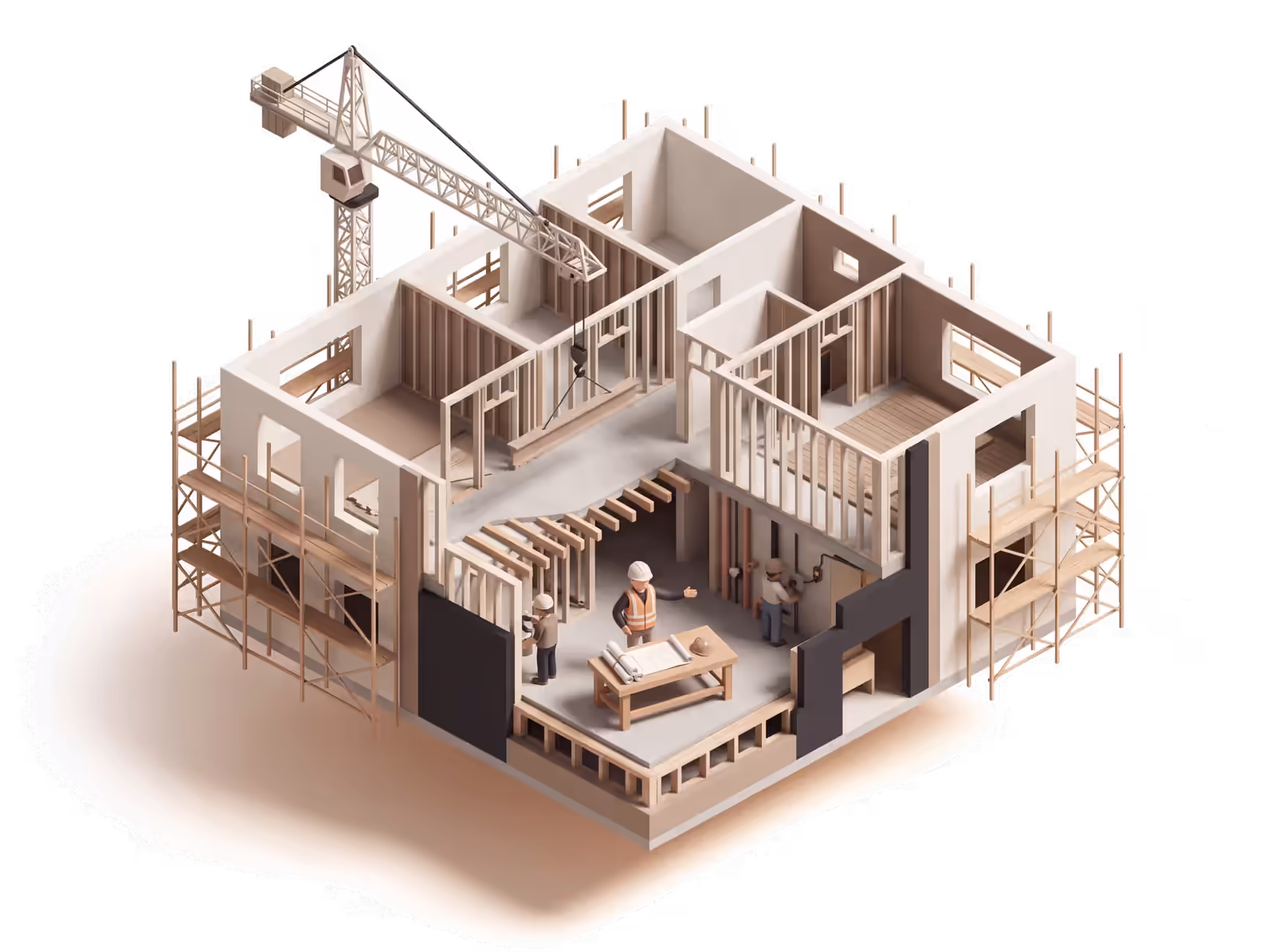 Isometric illustration for General Contractor insurance