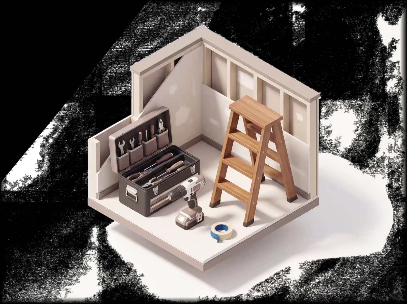 Isometric illustration for Handyman insurance