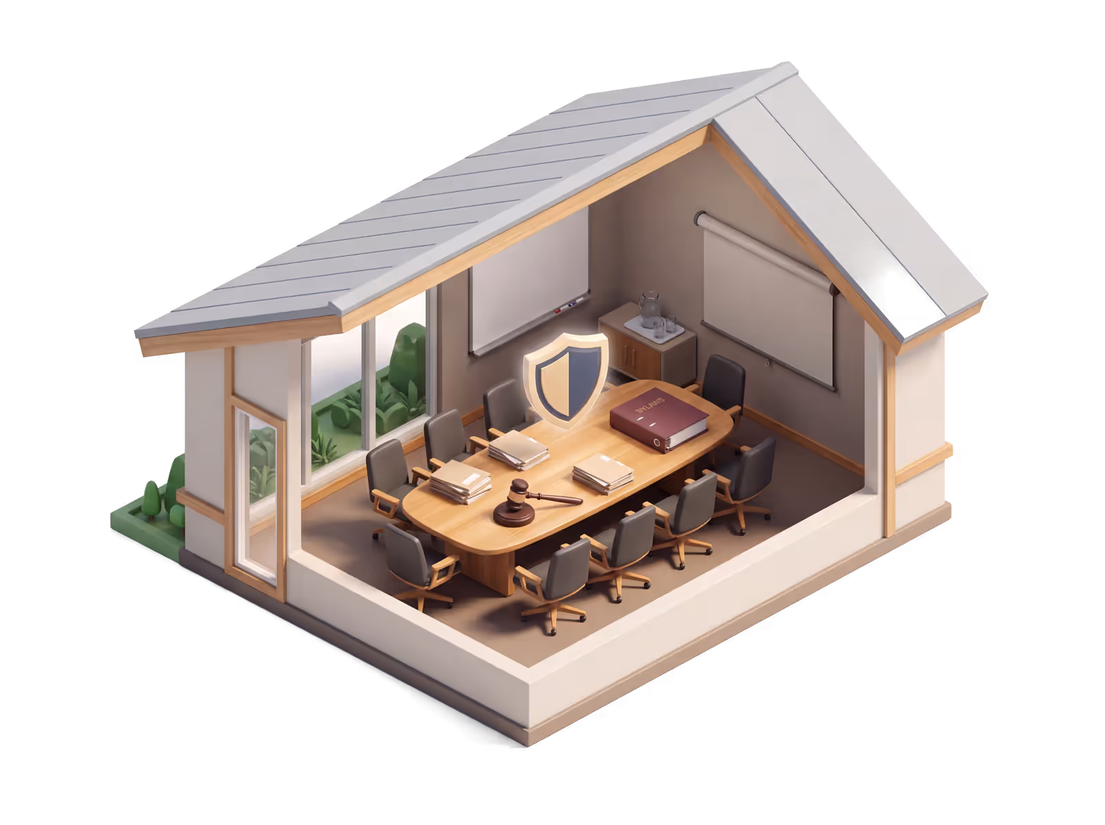 Isometric illustration for HOA Board insurance