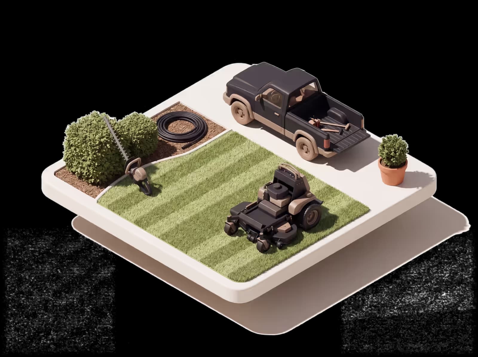 Isometric illustration for Landscaping insurance