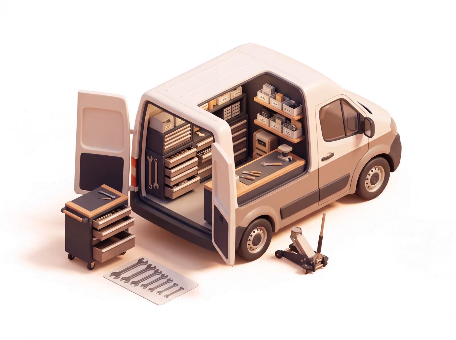 Isometric illustration for Mechanic insurance