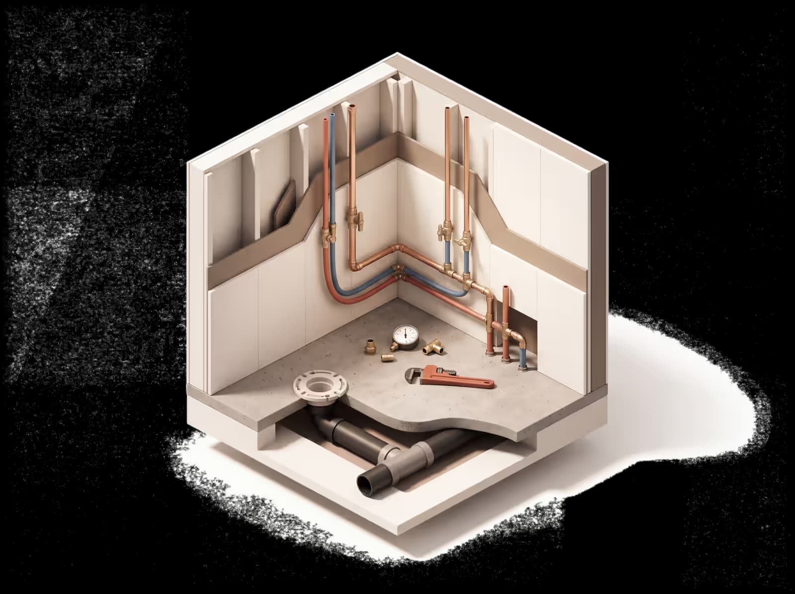 Isometric illustration for Plumber insurance