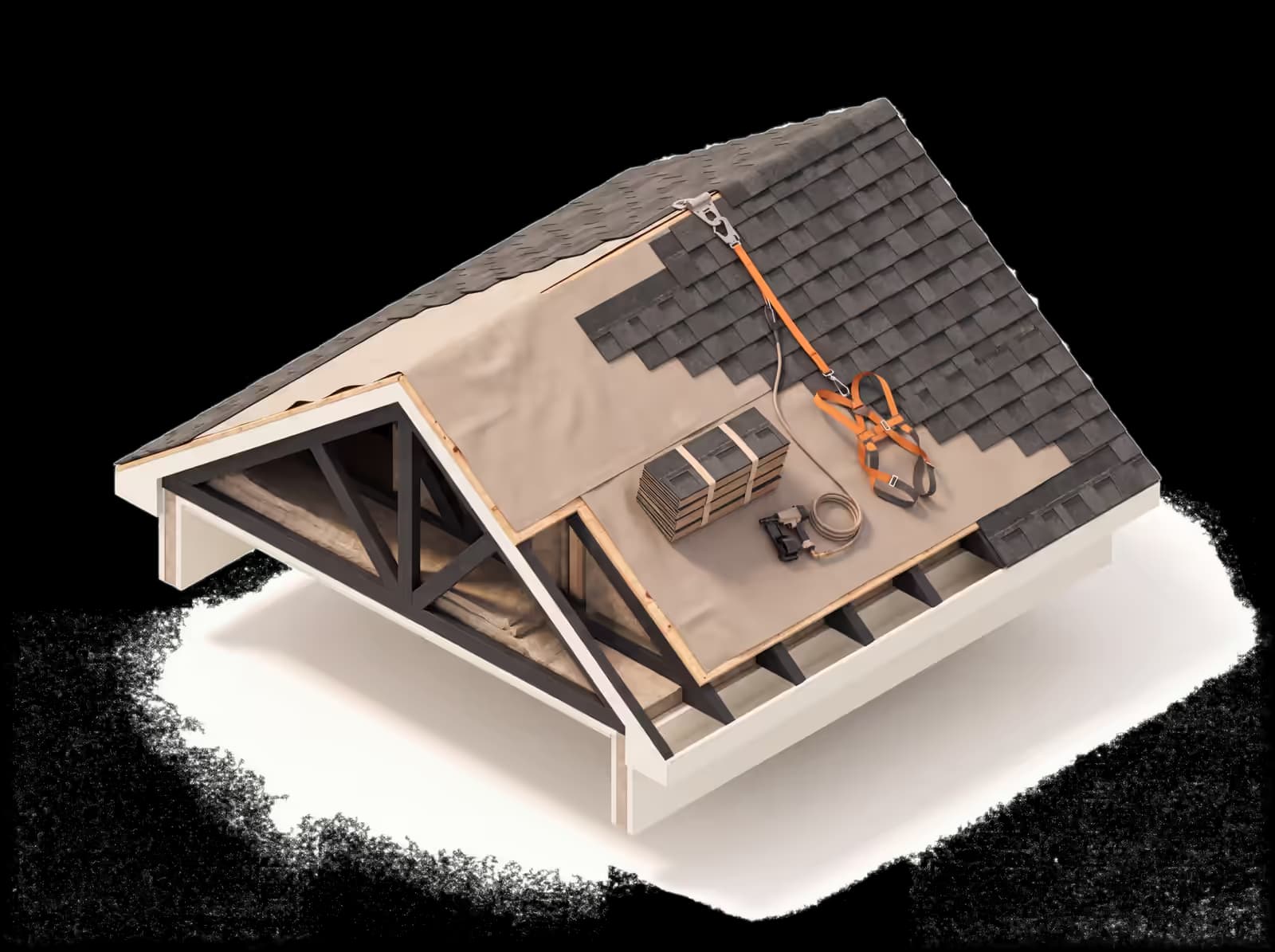 Isometric illustration for Roofing insurance