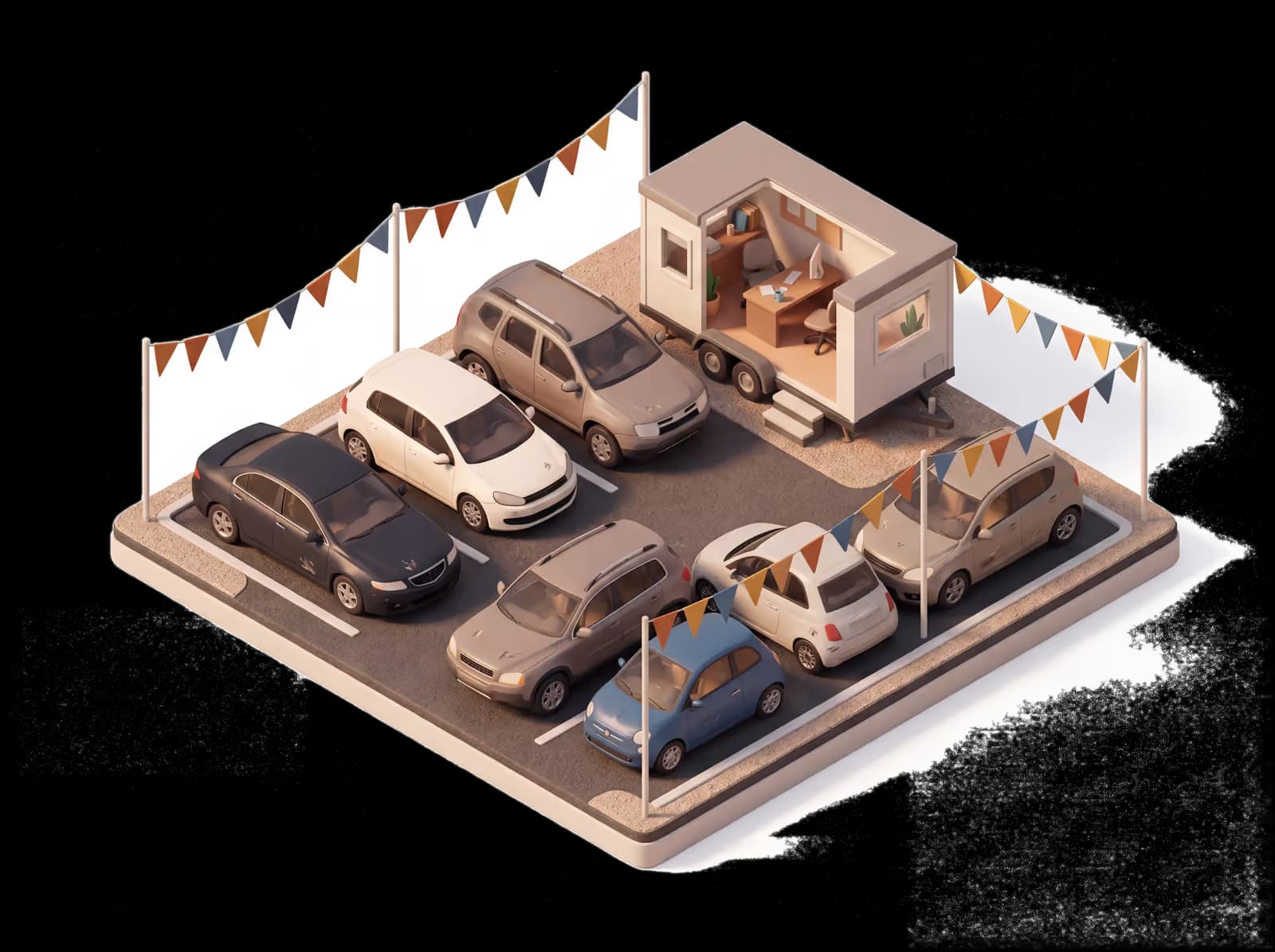 Isometric illustration for Used Car Dealer insurance
