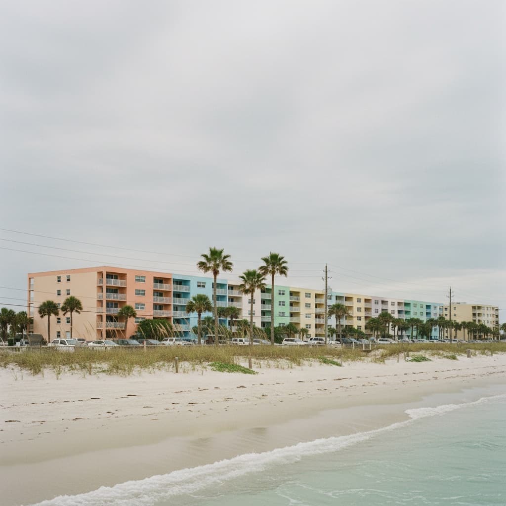 Florida coastline with condominium buildings along the beach