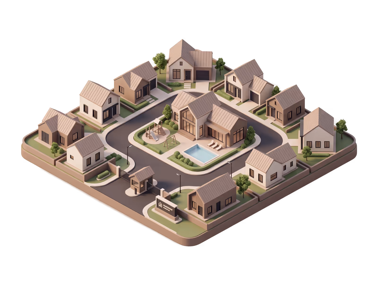 Isometric illustration for Single-Family HOA insurance