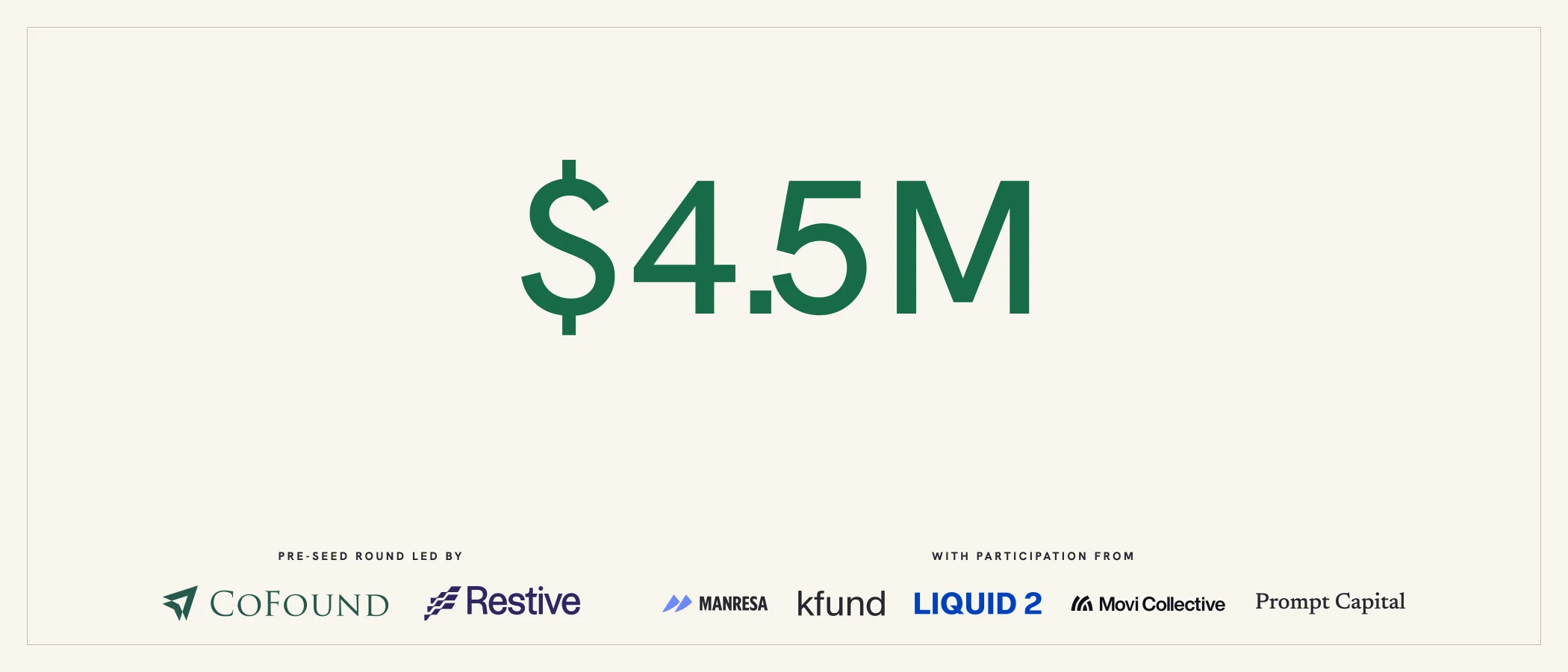 Announcing our $4.5M pre-seed round led by CoFound and Restive