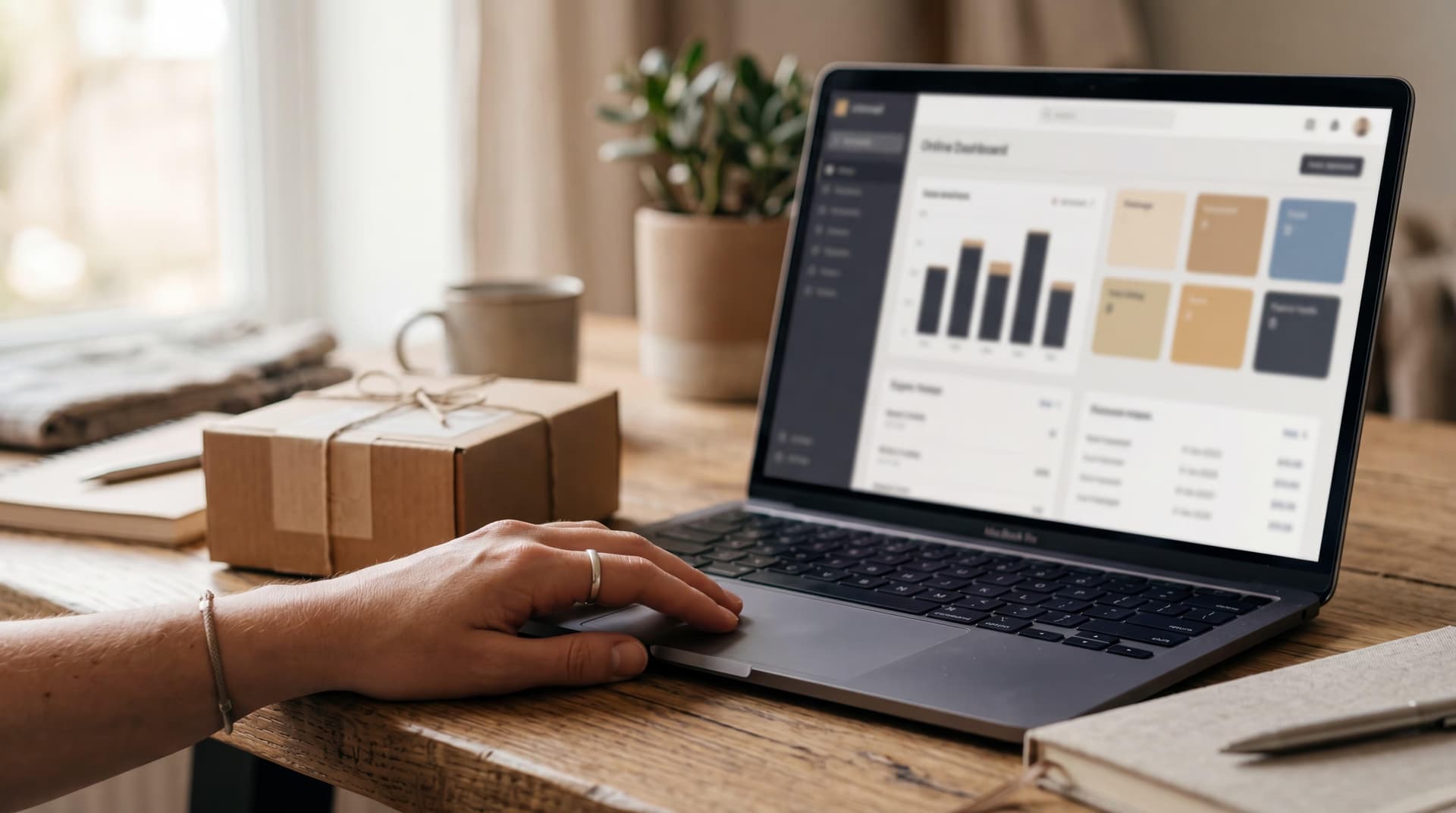 Ecommerce marketplace seller dashboard showing sales analytics and account metrics